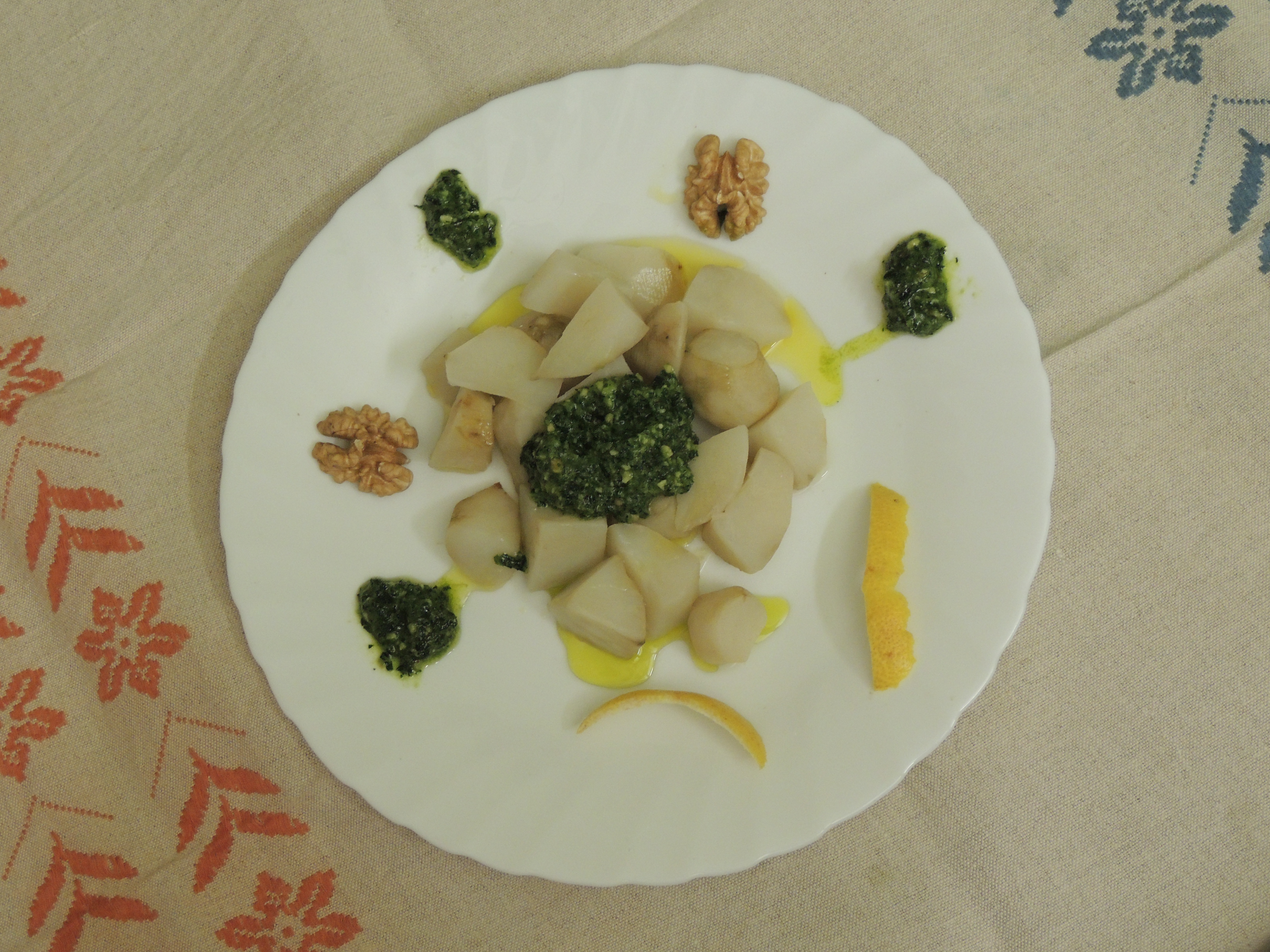 topinambur al pesto di cavolo nero