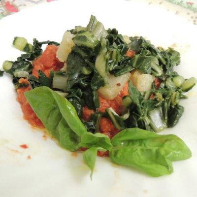Cubetti di bietola croccanti per pappa al pomodoro